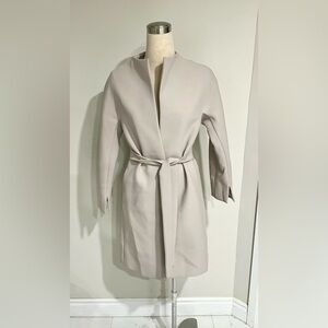 Reiss Full Length Sash Belted Coat in light taupe Women’s Size 4